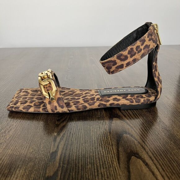 NW Good American Leopard Sandals with Gold Chain New - Just Not In Box. - Picture 2 of 7